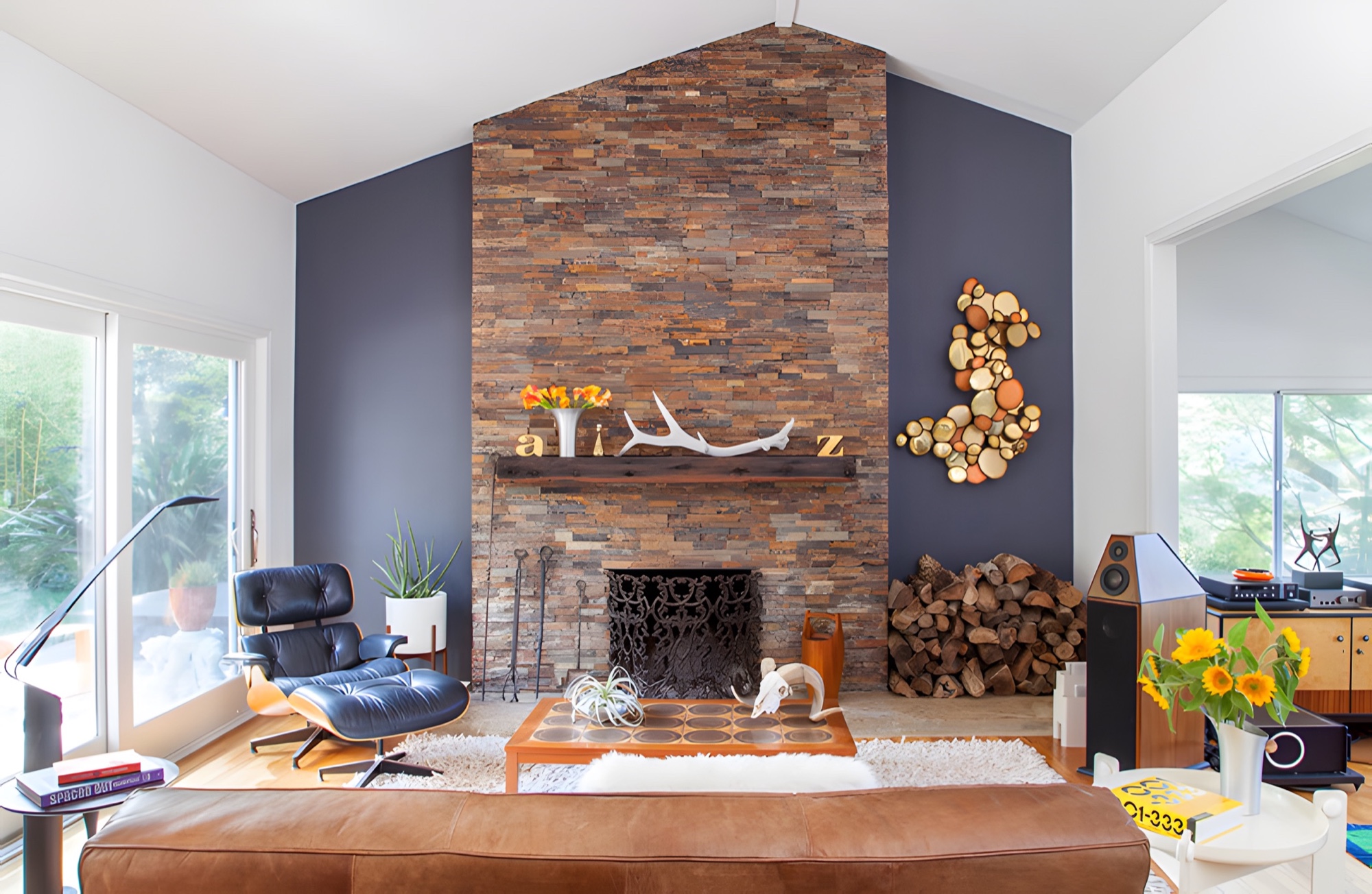 Living room remodel with fireplace and finished millwork by M2